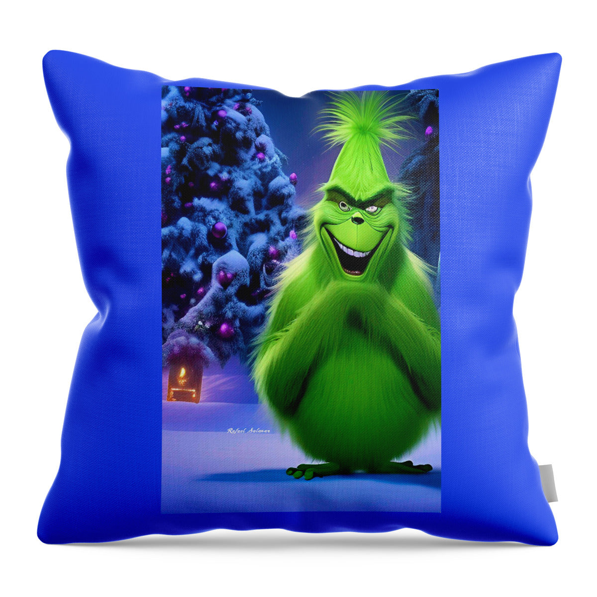 Scheming Grinch in Holiday Bliss - Throw Pillow