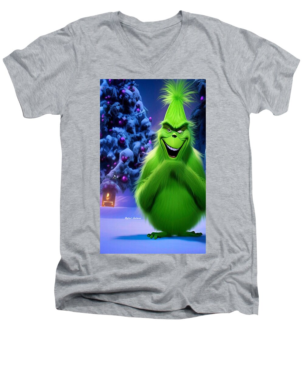 Scheming Grinch in Holiday Bliss - Men's V-Neck T-Shirt