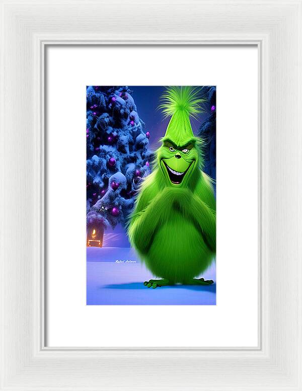 Scheming Grinch in Holiday Bliss - Framed Print