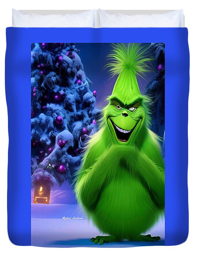 Scheming Grinch in Holiday Bliss - Duvet Cover