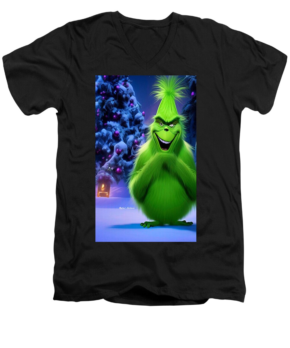 Scheming Grinch in Holiday Bliss - Men's V-Neck T-Shirt