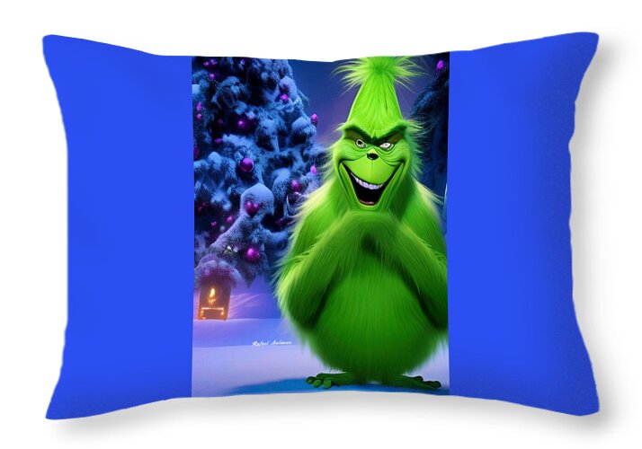 Scheming Grinch in Holiday Bliss - Throw Pillow