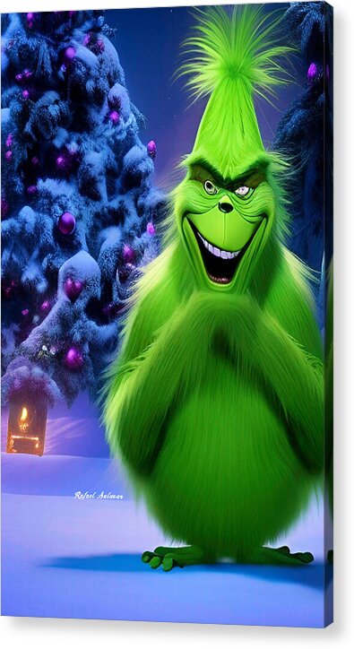 Scheming Grinch in Holiday Bliss - Acrylic Print