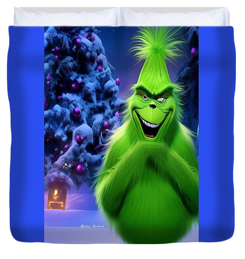 Scheming Grinch in Holiday Bliss - Duvet Cover