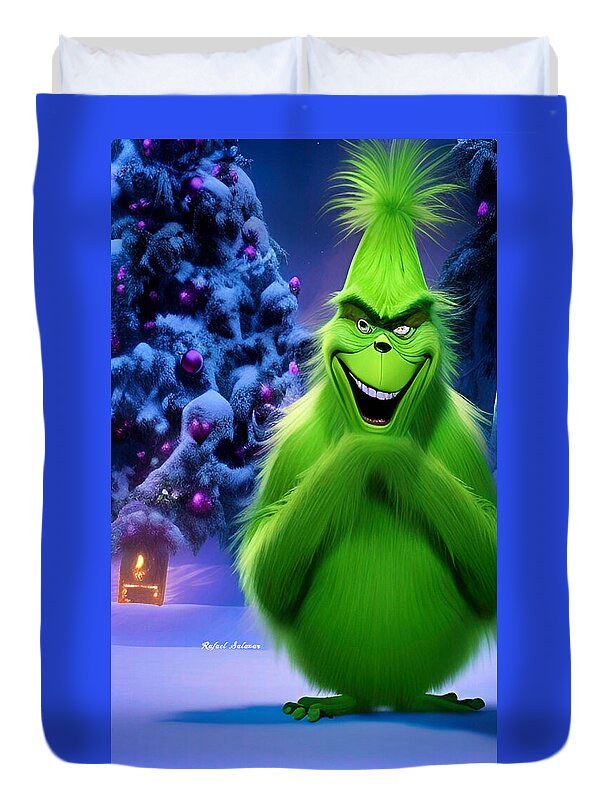 Scheming Grinch in Holiday Bliss - Duvet Cover