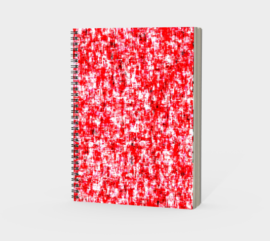 Abstract in Red and White Spiral Notebook Portrait