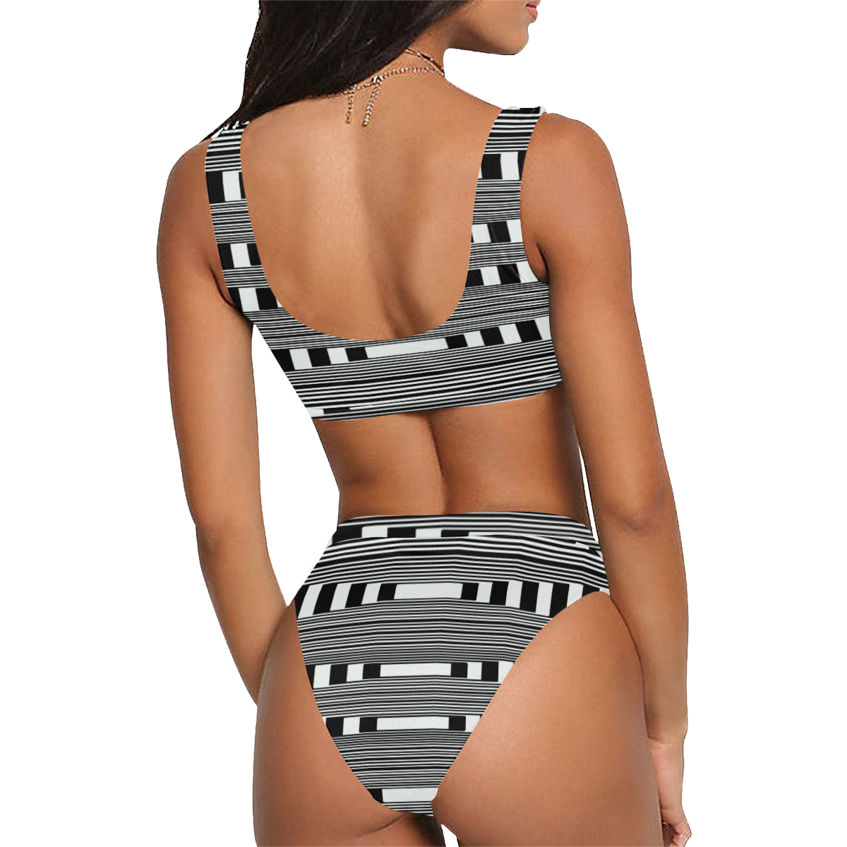 Can't make up my mind Sport Top & High-Waisted Bikini Swimsuit (Model S07)