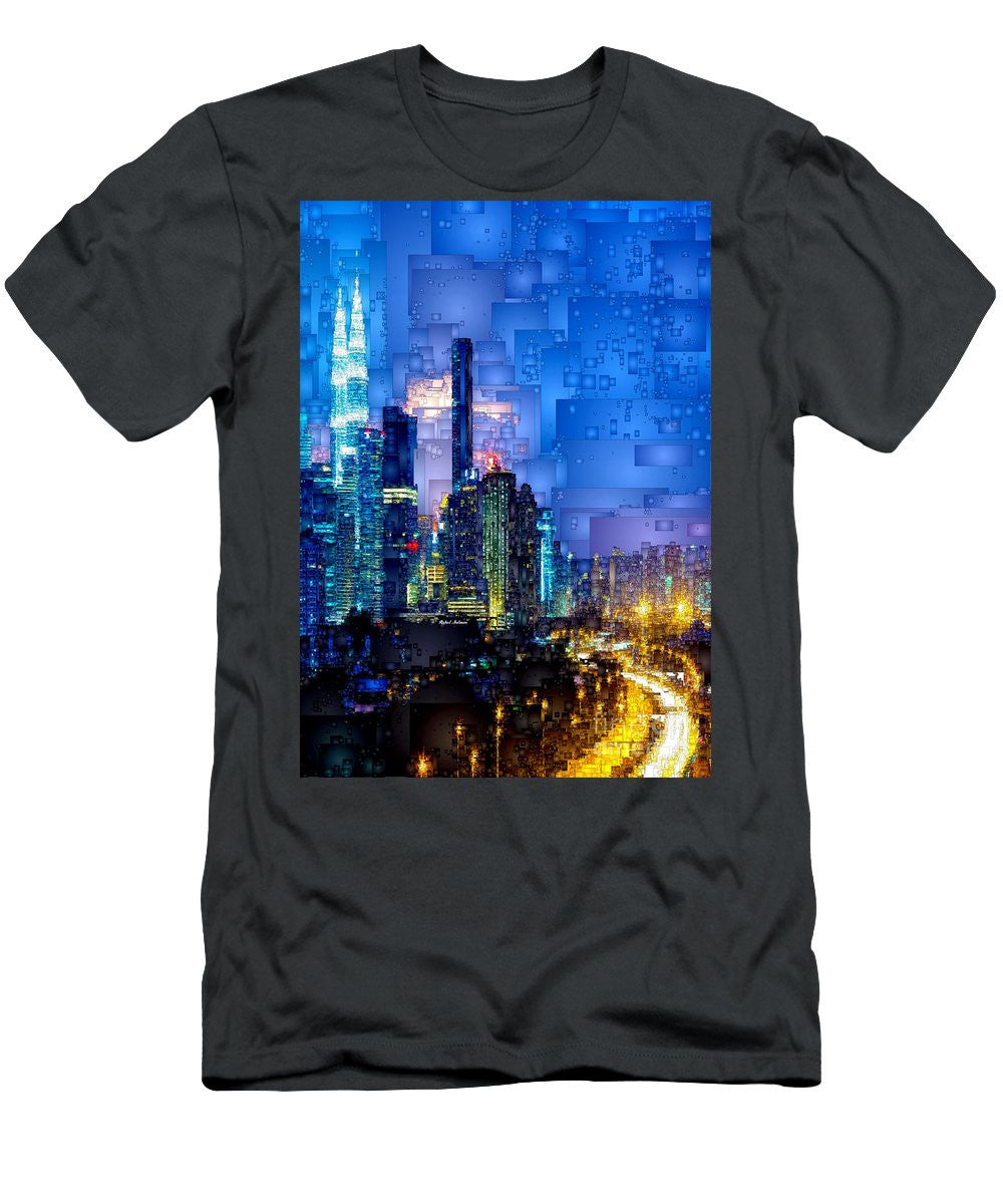 T-shirt pour homme (coupe ajustée) - Kuala Lumpur la nuit