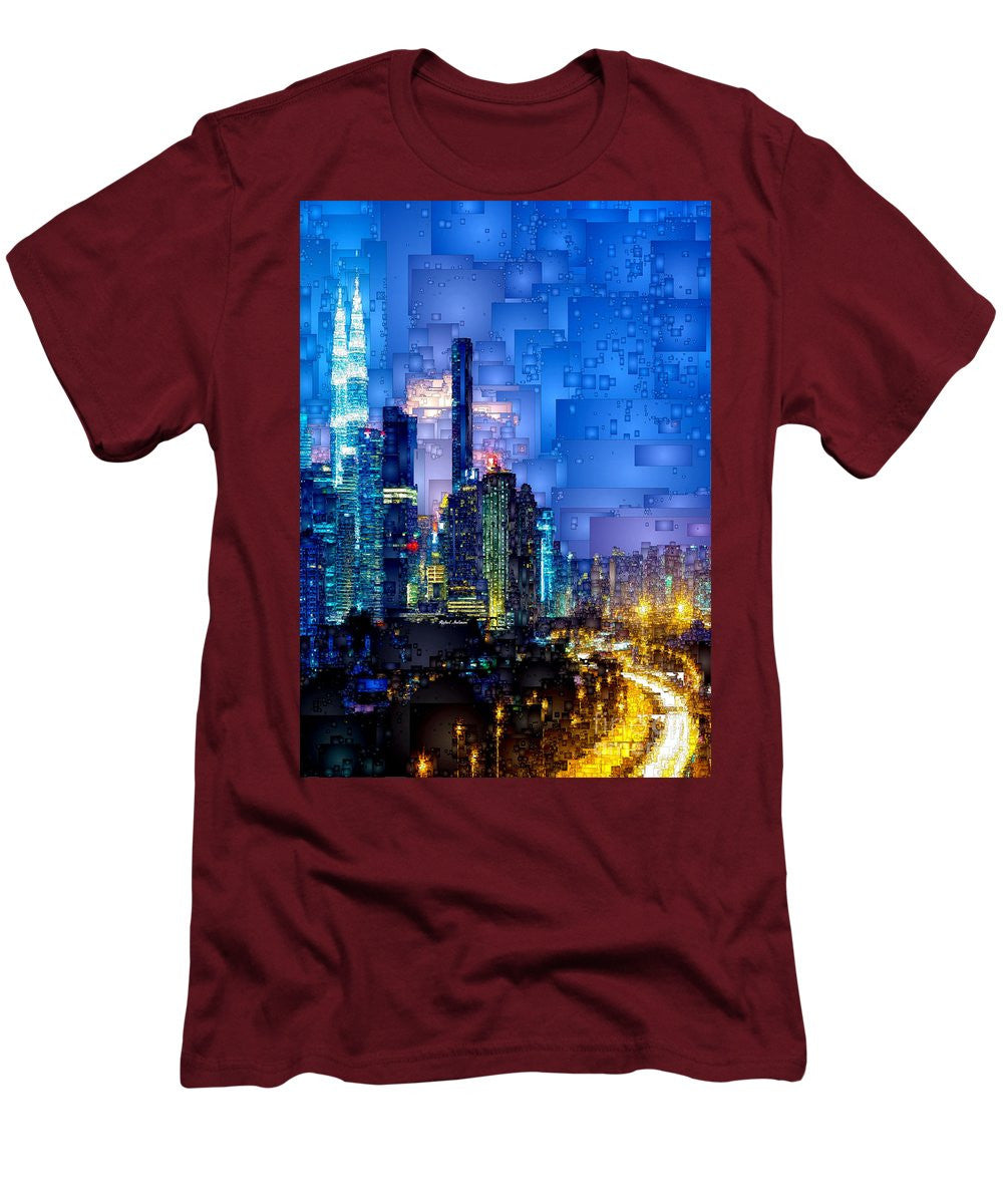 T-shirt pour homme (coupe ajustée) - Kuala Lumpur la nuit