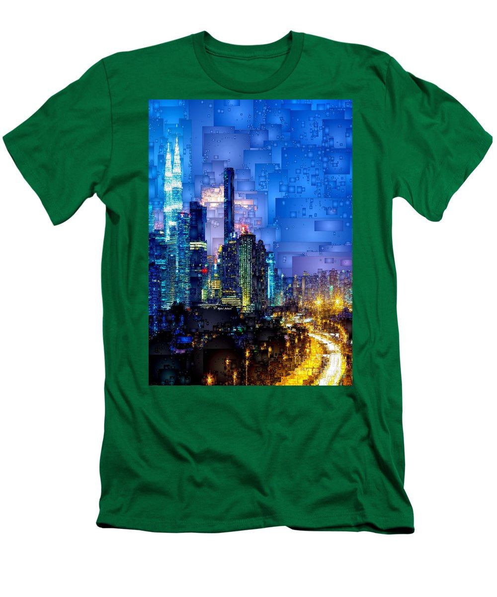 T-shirt pour homme (coupe ajustée) - Kuala Lumpur la nuit