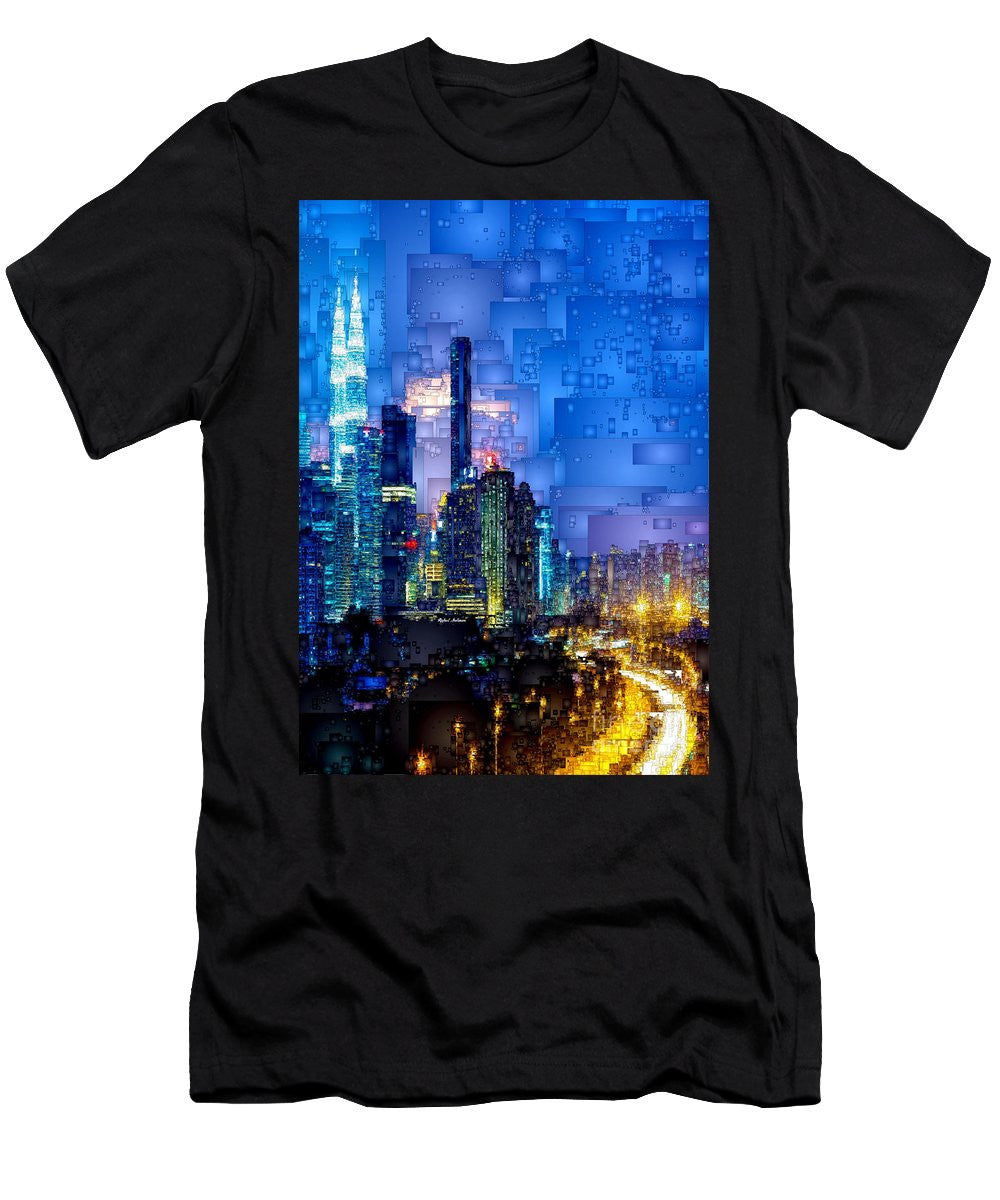 T-shirt pour homme (coupe ajustée) - Kuala Lumpur la nuit