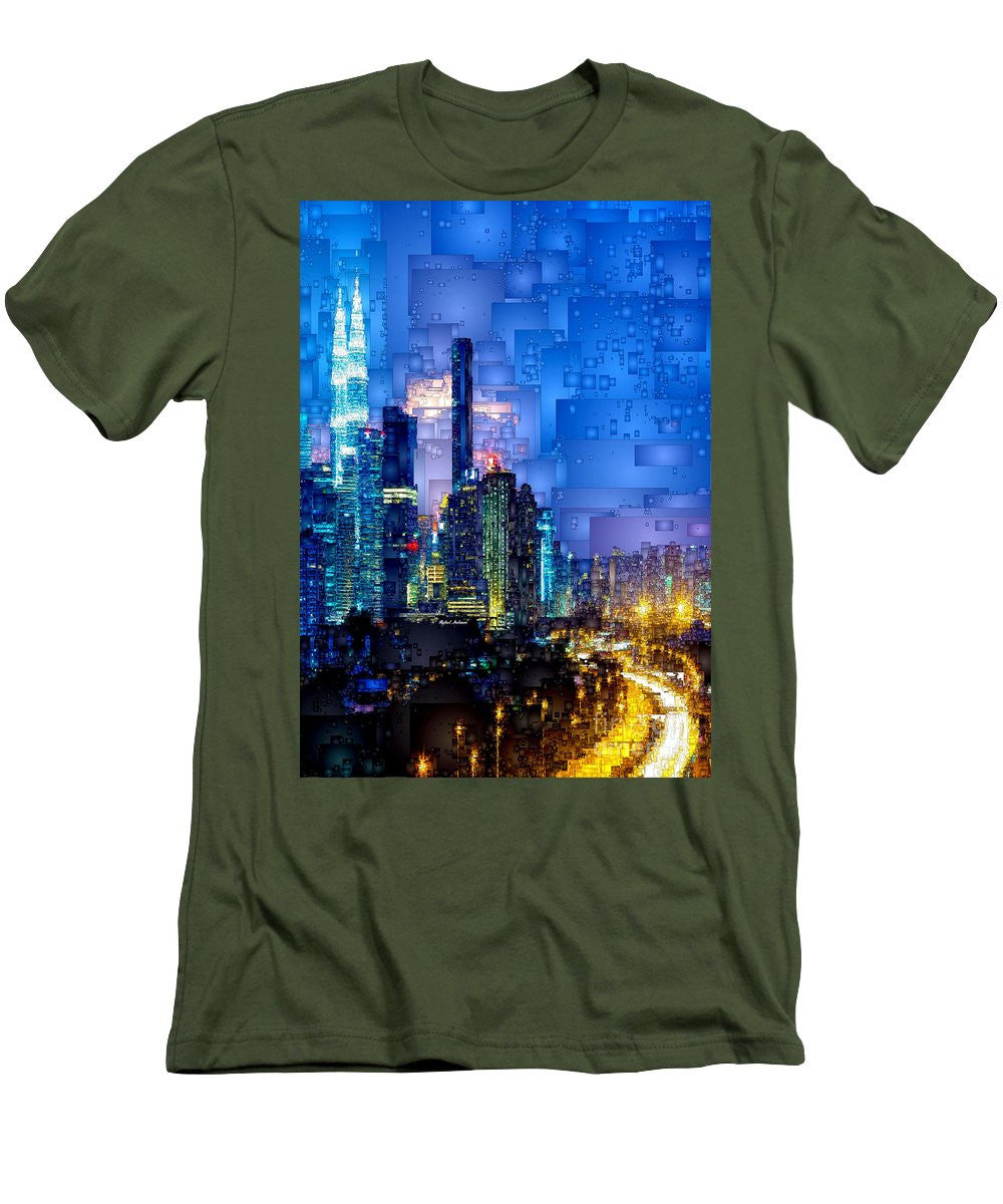 T-shirt pour homme (coupe ajustée) - Kuala Lumpur la nuit