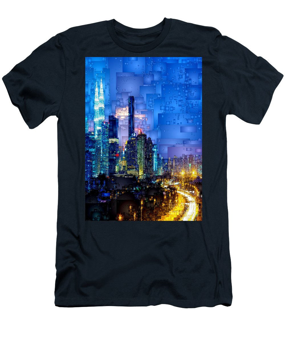 T-shirt pour homme (coupe ajustée) - Kuala Lumpur la nuit