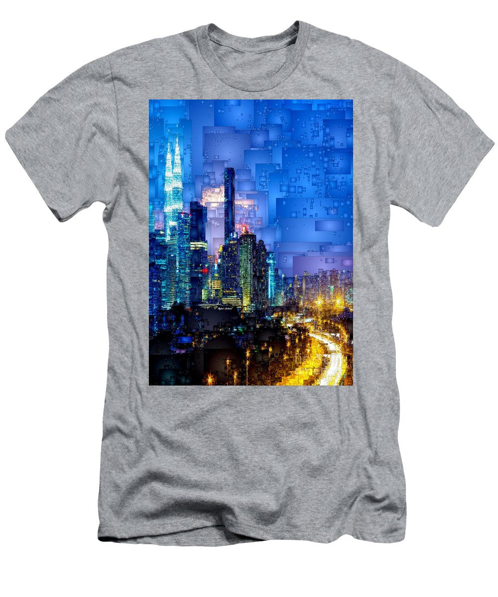 T-shirt pour homme (coupe ajustée) - Kuala Lumpur la nuit