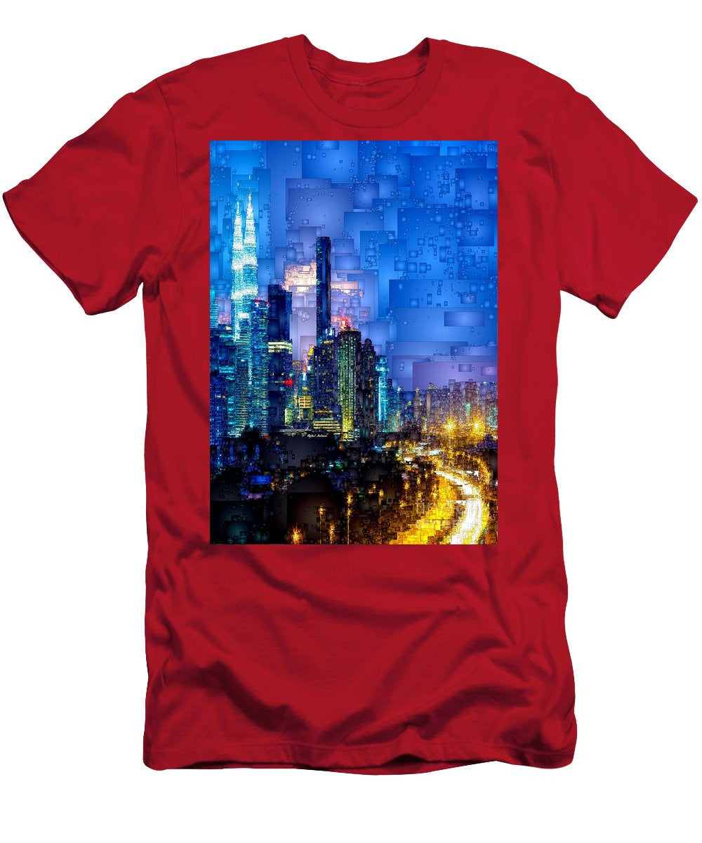 T-shirt pour homme (coupe ajustée) - Kuala Lumpur la nuit