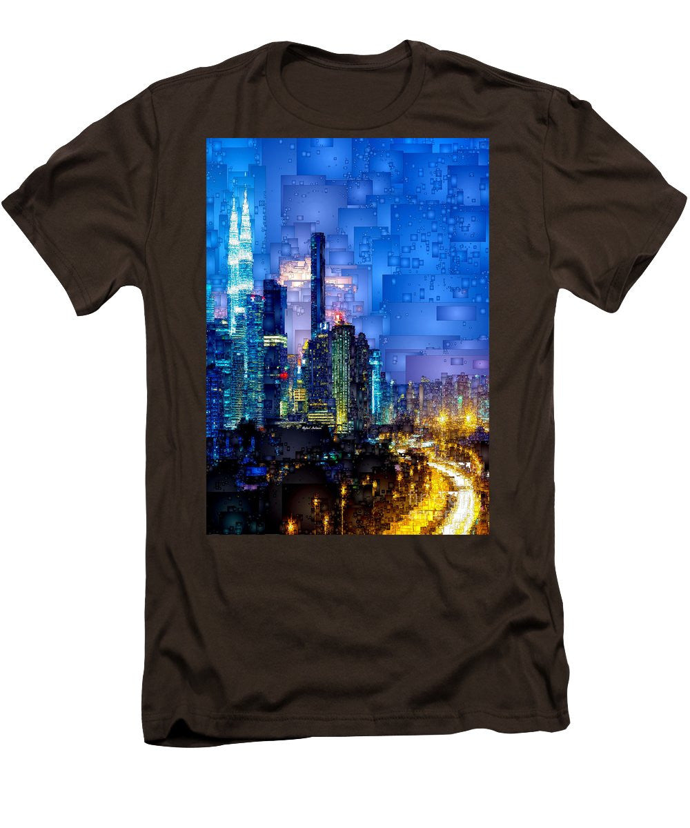 T-shirt pour homme (coupe ajustée) - Kuala Lumpur la nuit