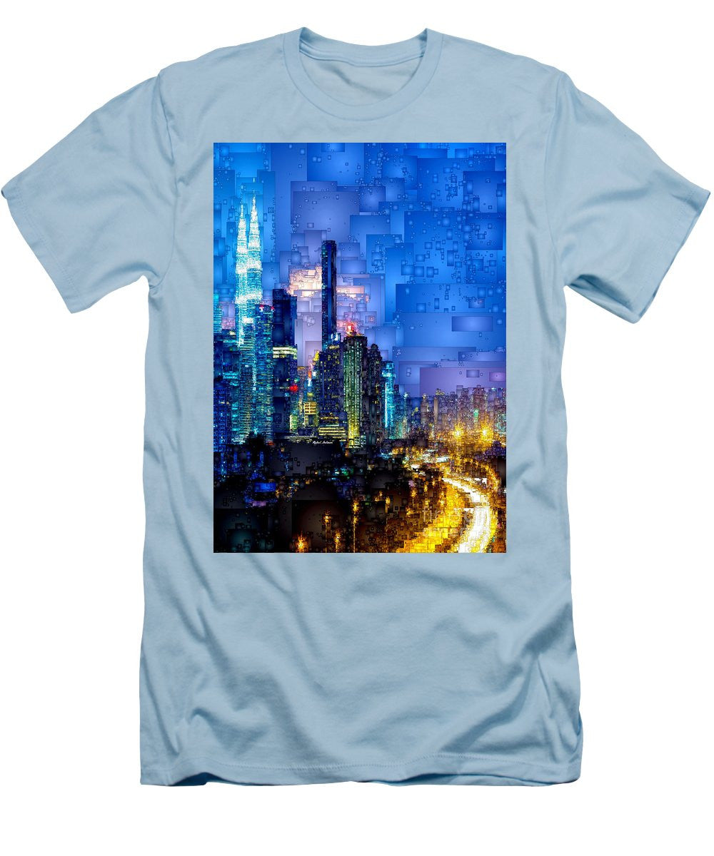 T-shirt pour homme (coupe ajustée) - Kuala Lumpur la nuit