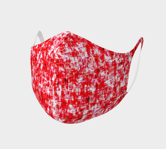 Abstract in Red and White Double Knit Face Covering