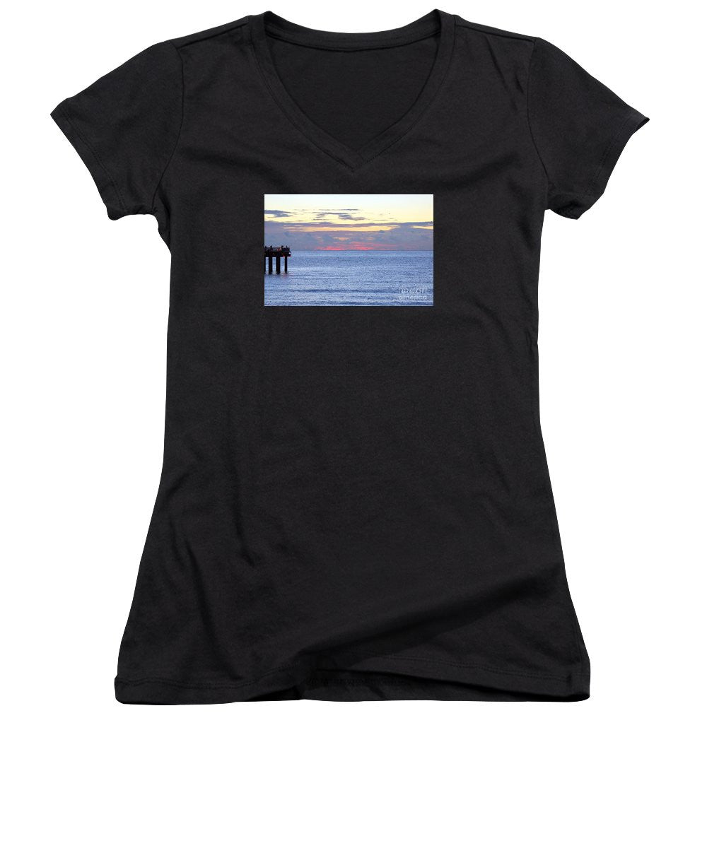 Women's V-Neck T-Shirt (Junior Cut) - Sunrise In Florida Riviera