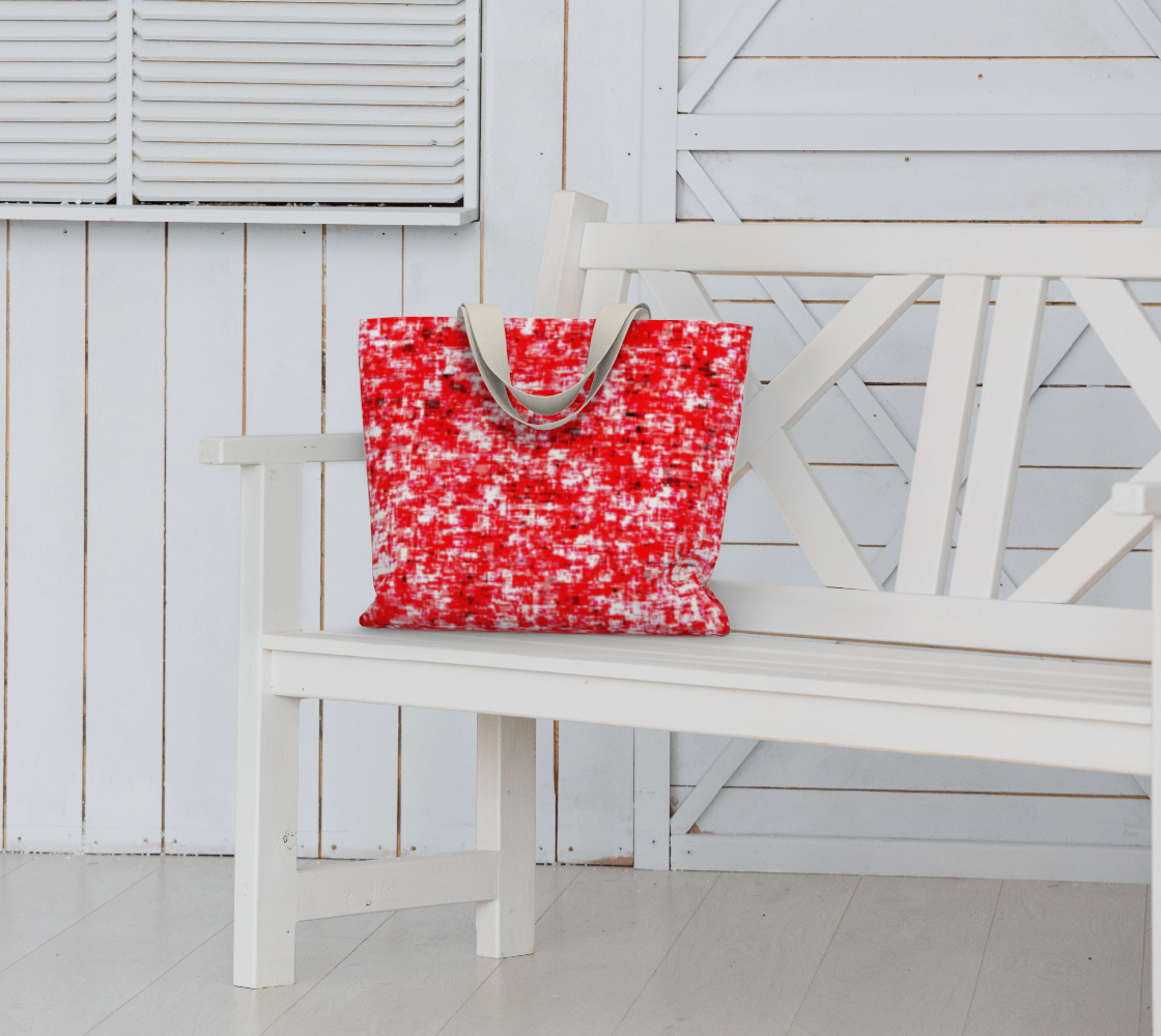 Abstract in Red and White Large Tote Bag