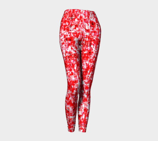 Abstract in Red and White Leggings