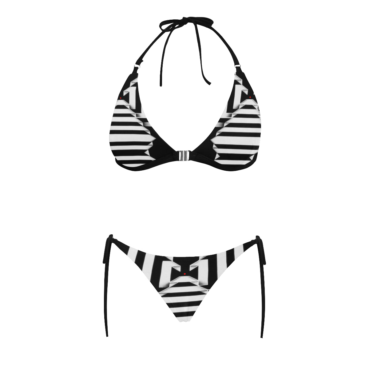 Geometric 1287 Buckle Front Halter Bikini Swimsuit (Model S08)