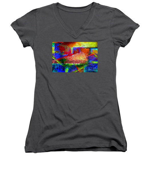 T-shirt col V pour femme (coupe junior) - Abstract 0118