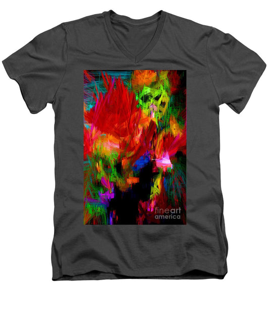 T-shirt col V pour homme - Abstrait 0140