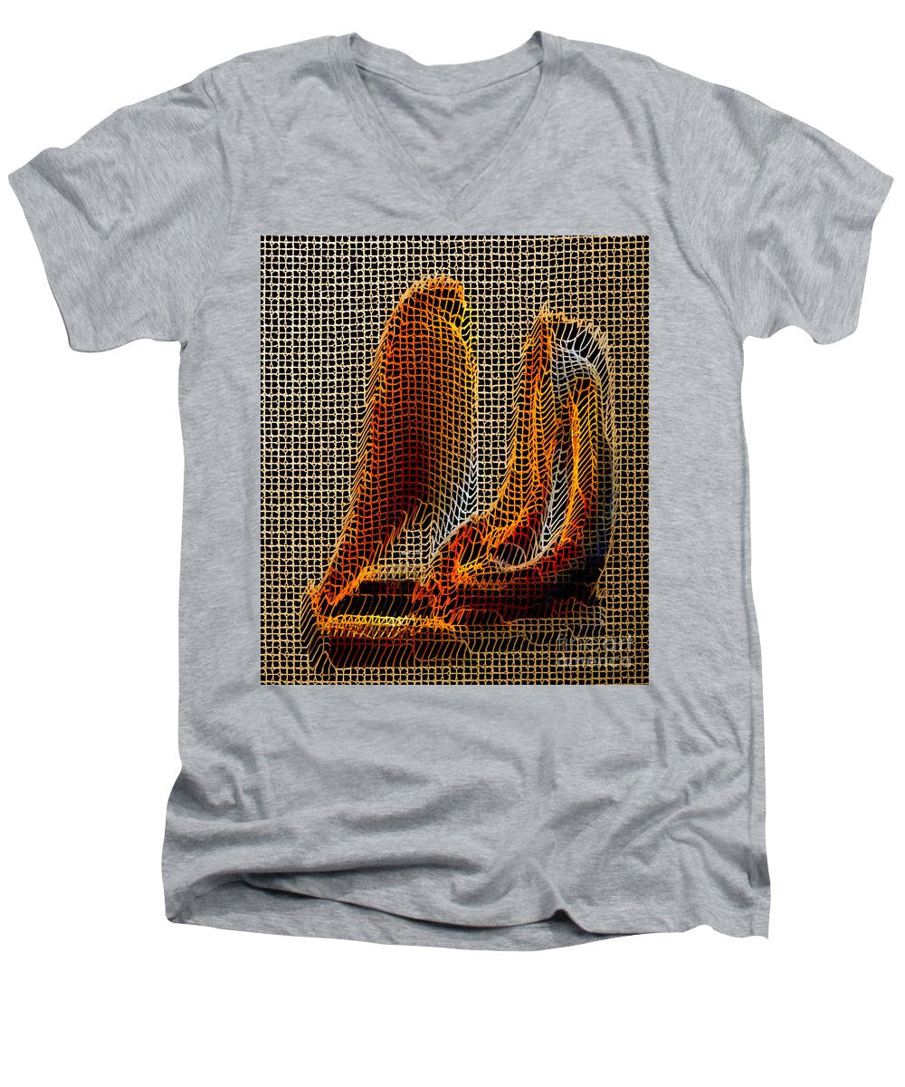 T-shirt col V pour homme - Sculpture abstraite 3D