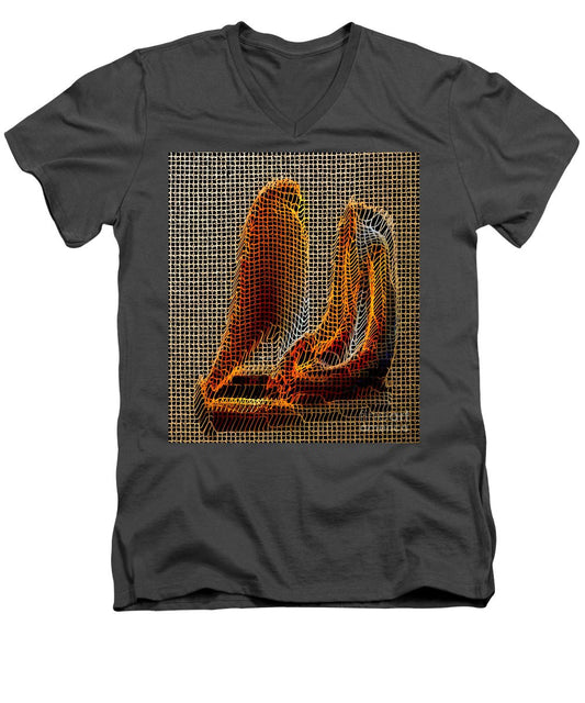 T-shirt col V pour homme - Sculpture abstraite 3D