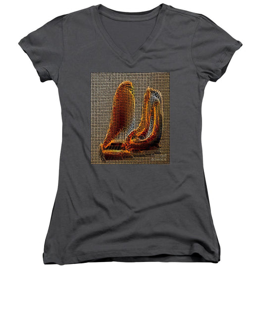 T-shirt col V pour femme (coupe junior) - Sculpture abstraite 3D