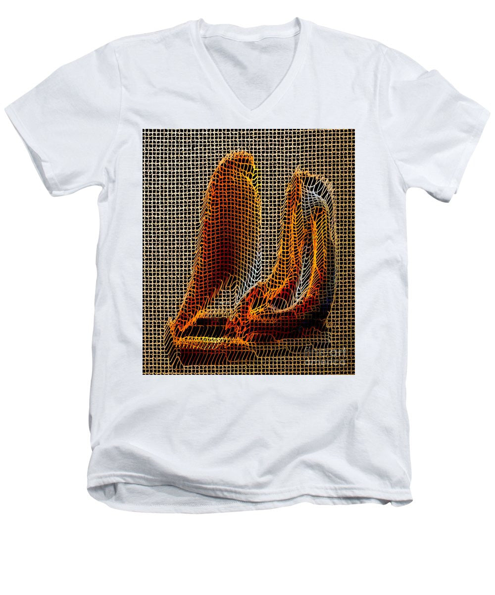 T-shirt col V pour homme - Sculpture abstraite 3D