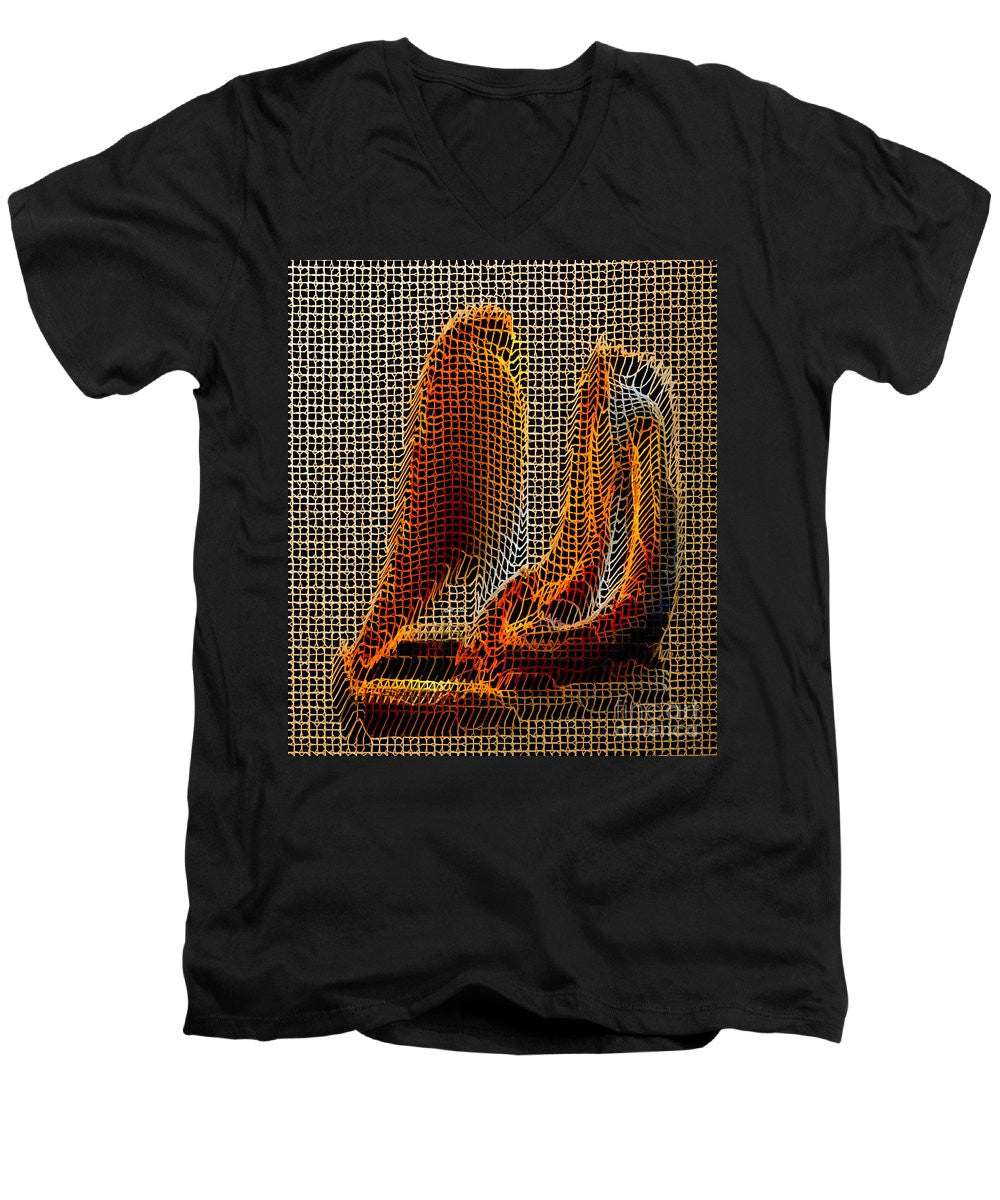 T-shirt col V pour homme - Sculpture abstraite 3D