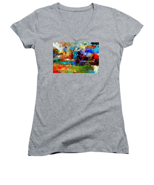 T-shirt col V pour femme (coupe junior) - Abstract 477