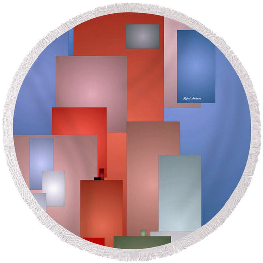 Round Beach Towel - Abstract Cityscape