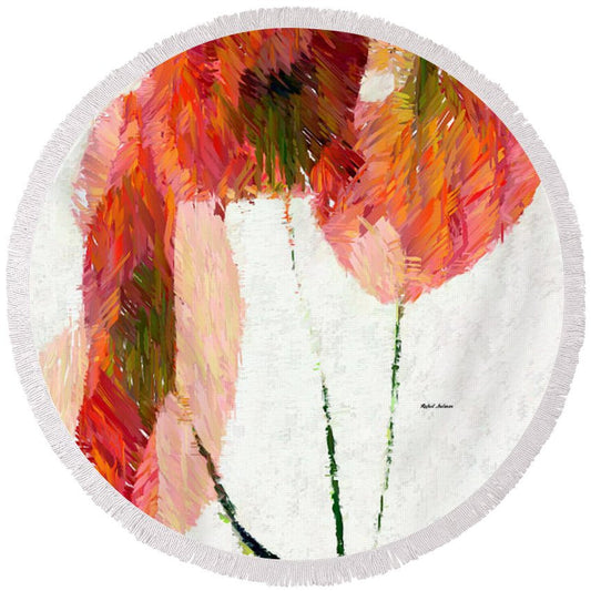 Round Beach Towel - Abstract Flower 0718