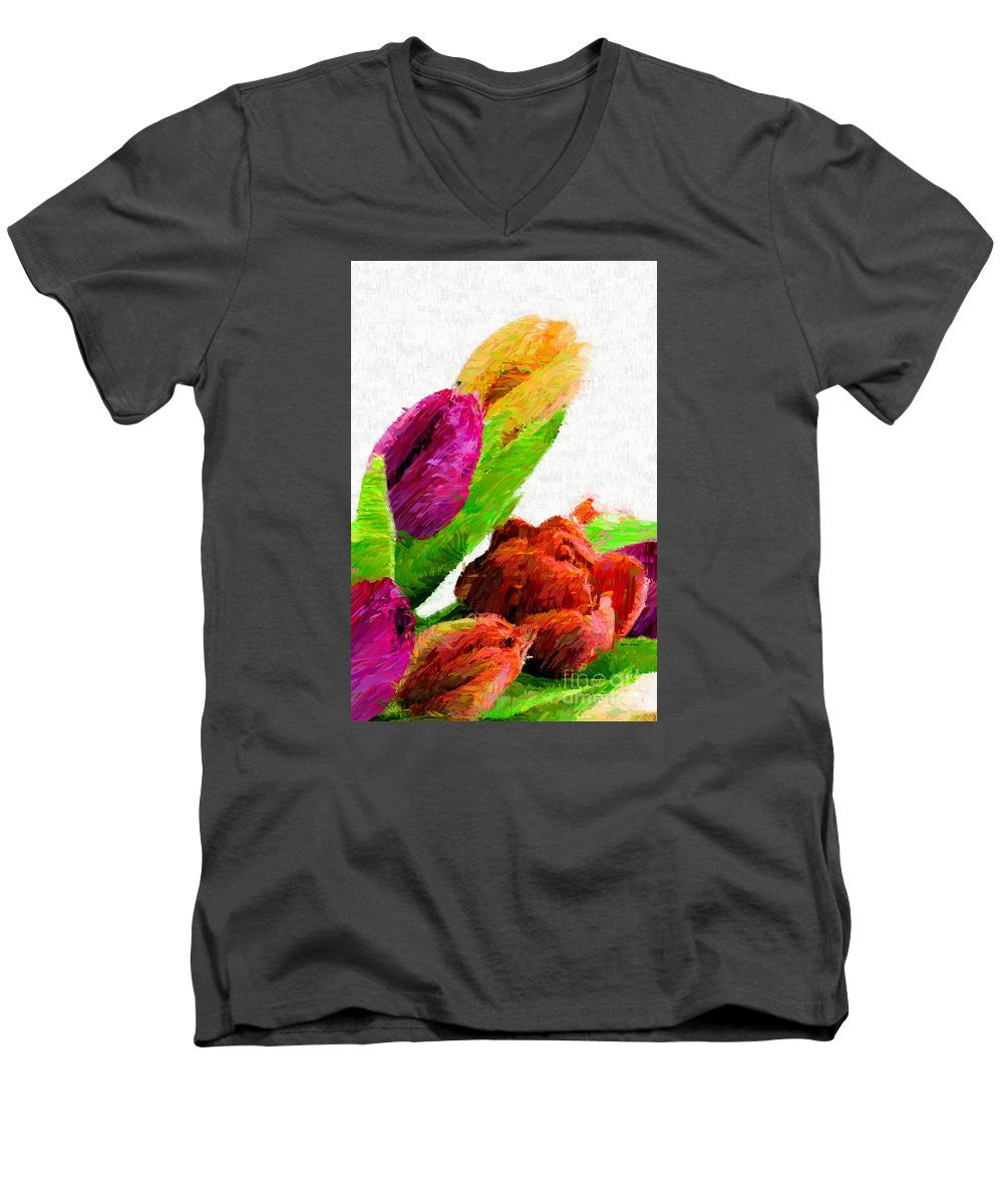 Men's V-Neck T-Shirt - Abstract Flower 0722