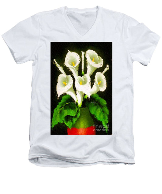 Men's V-Neck T-Shirt - Abstract Flower 079