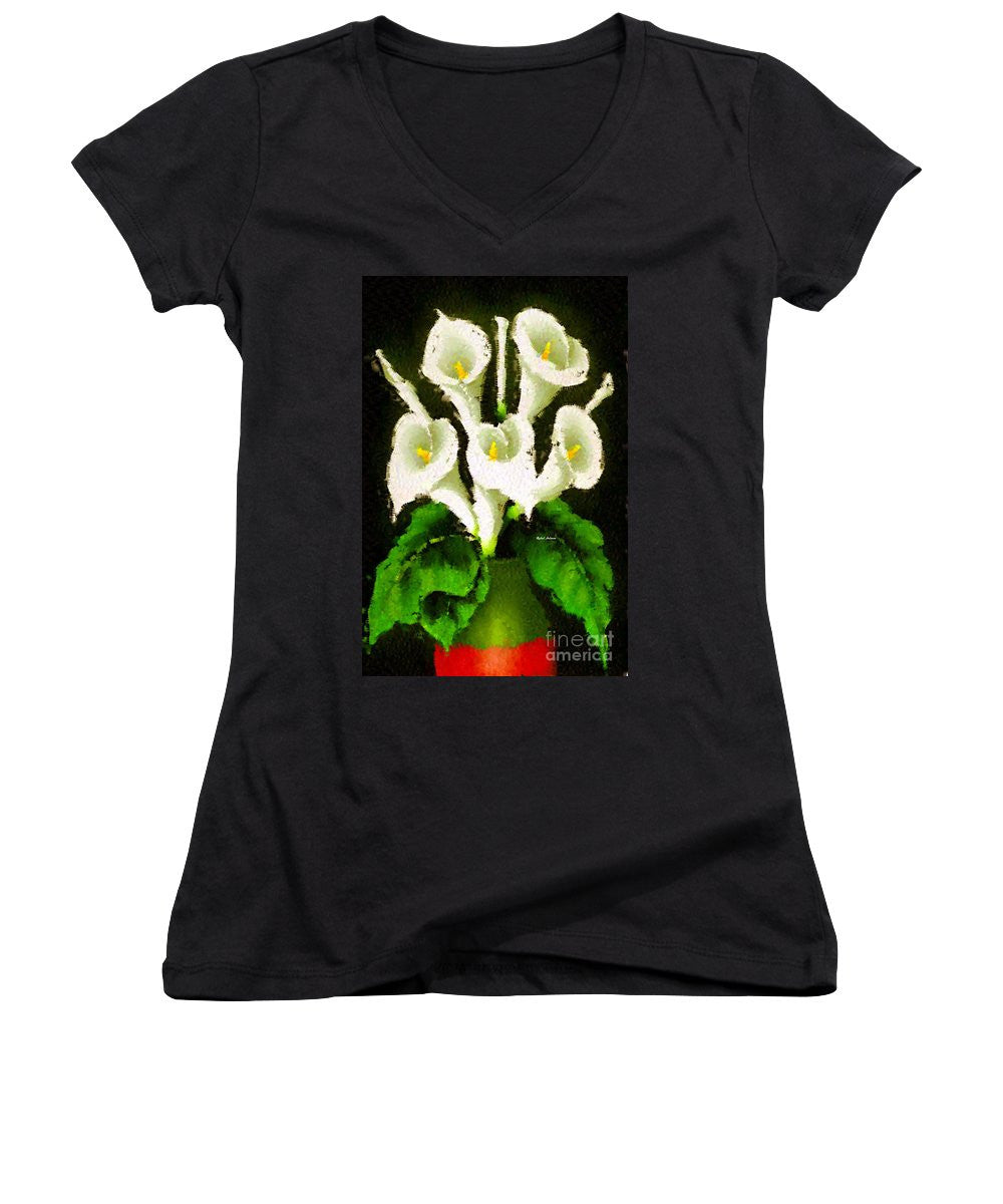 Women's V-Neck T-Shirt (Junior Cut) - Abstract Flower 079