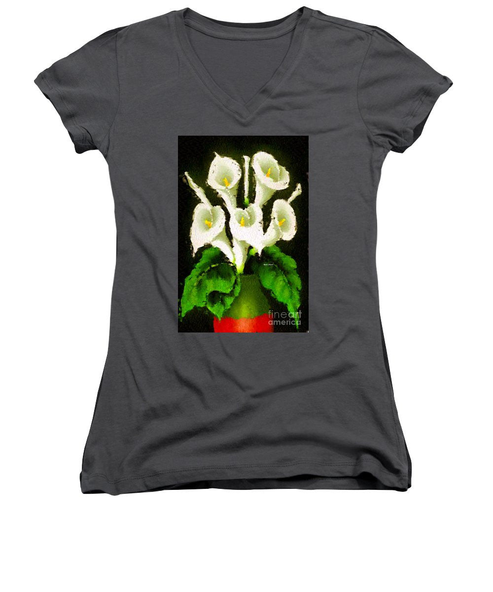 Women's V-Neck T-Shirt (Junior Cut) - Abstract Flower 079