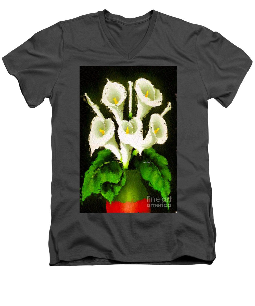 Men's V-Neck T-Shirt - Abstract Flower 079