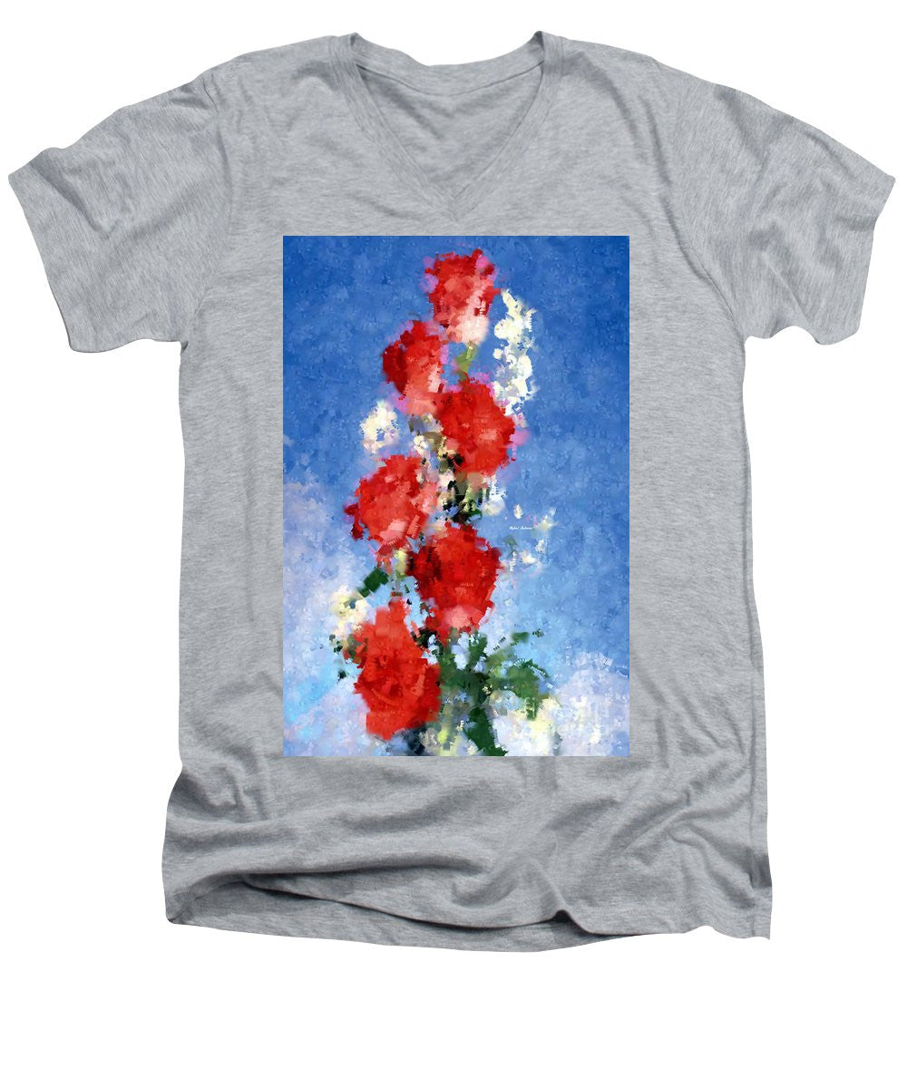 Men's V-Neck T-Shirt - Abstract Flower 0792