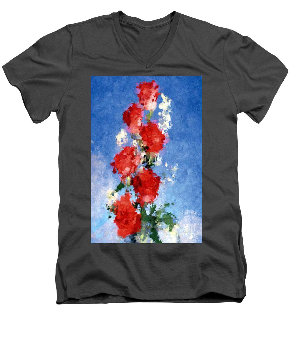 Men's V-Neck T-Shirt - Abstract Flower 0792