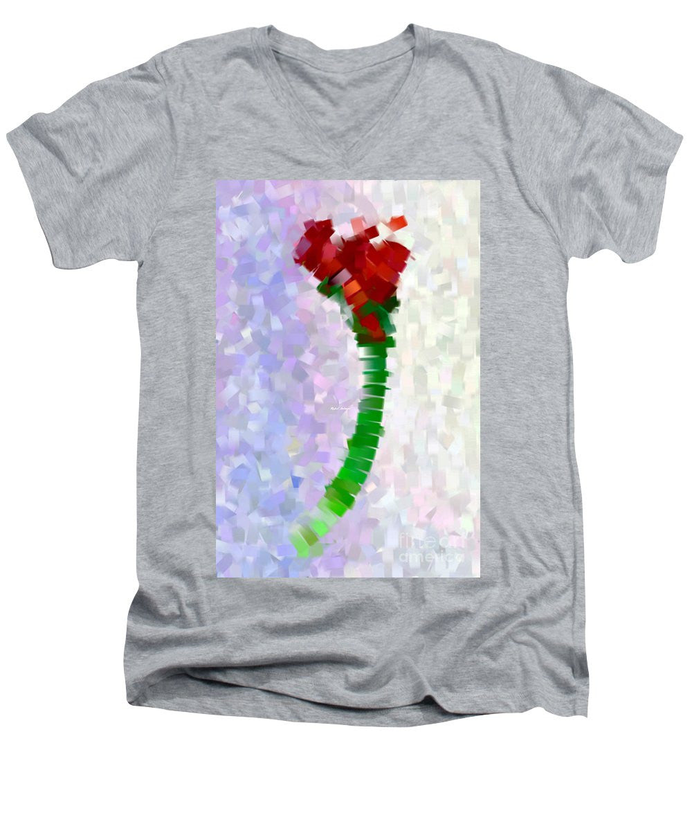 Men's V-Neck T-Shirt - Abstract Flower 0793