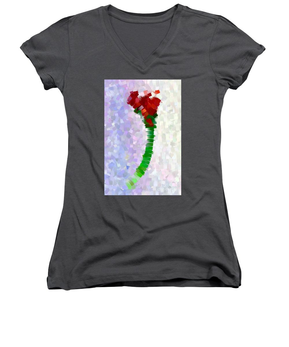 Women's V-Neck T-Shirt (Junior Cut) - Abstract Flower 0793