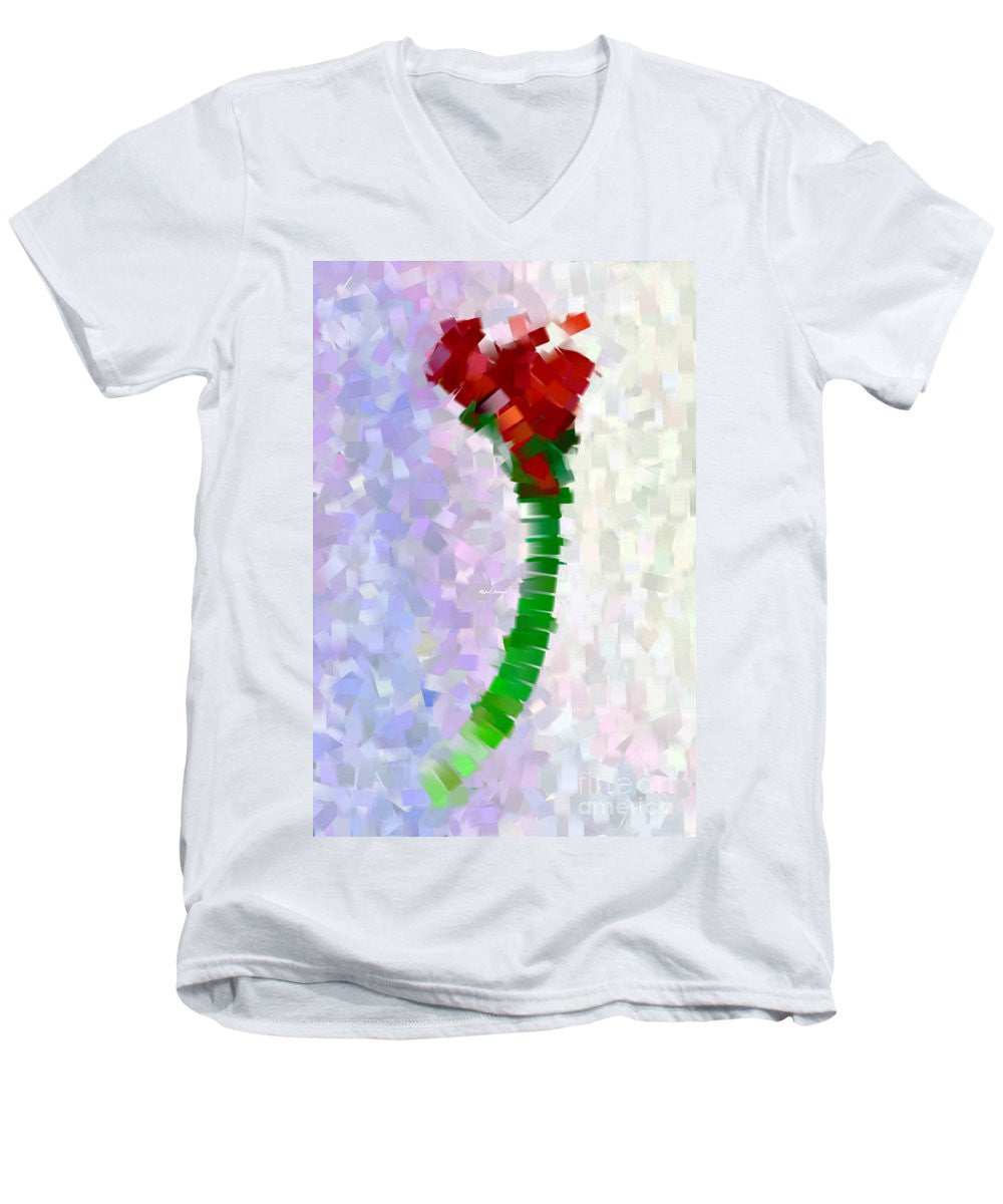 Men's V-Neck T-Shirt - Abstract Flower 0793