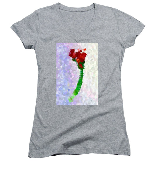 Women's V-Neck T-Shirt (Junior Cut) - Abstract Flower 0793
