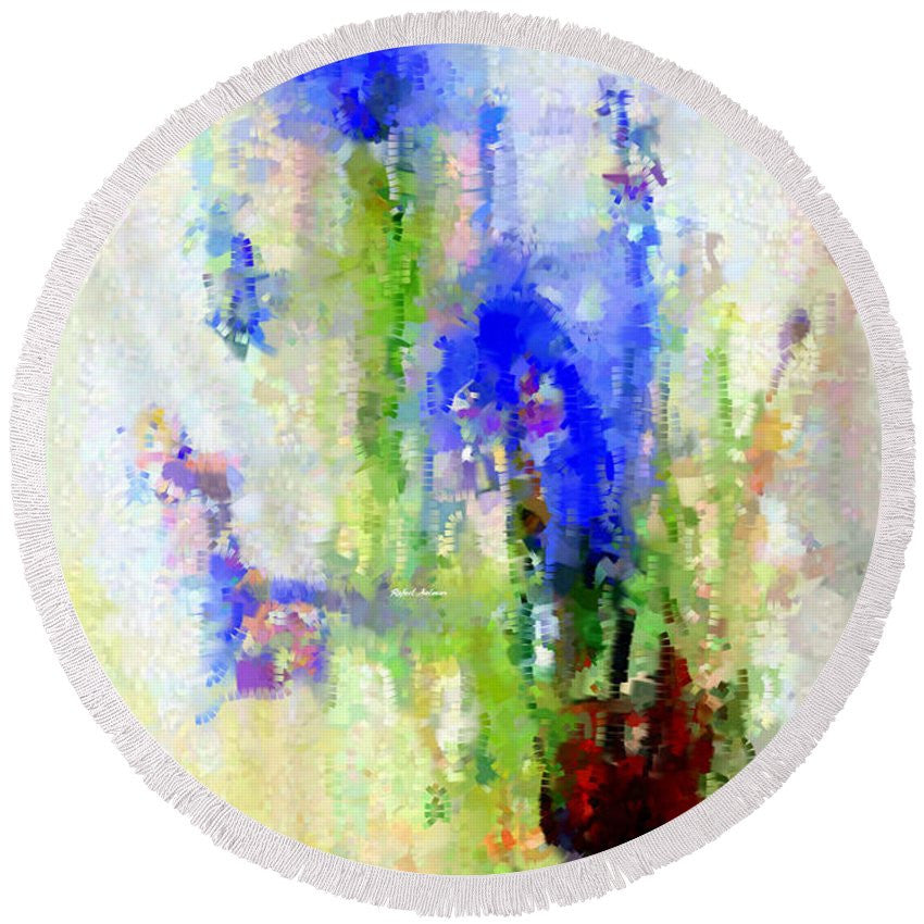 Round Beach Towel - Abstract Flower 0797