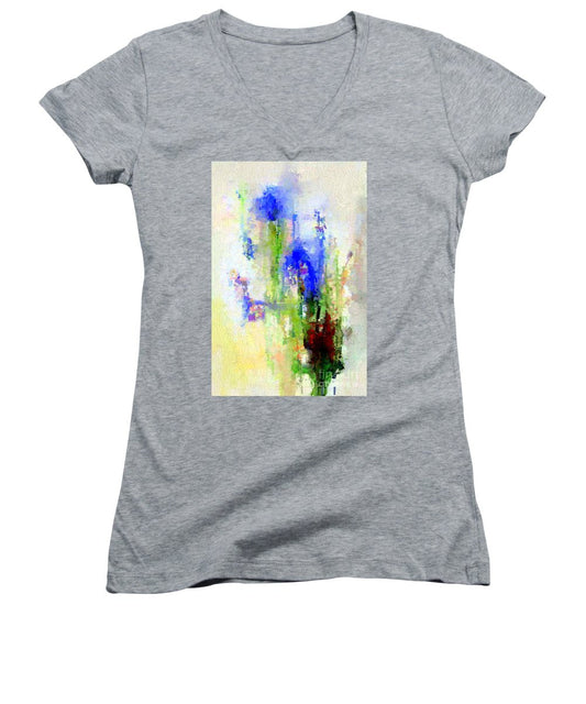 Women's V-Neck T-Shirt (Junior Cut) - Abstract Flower 0797