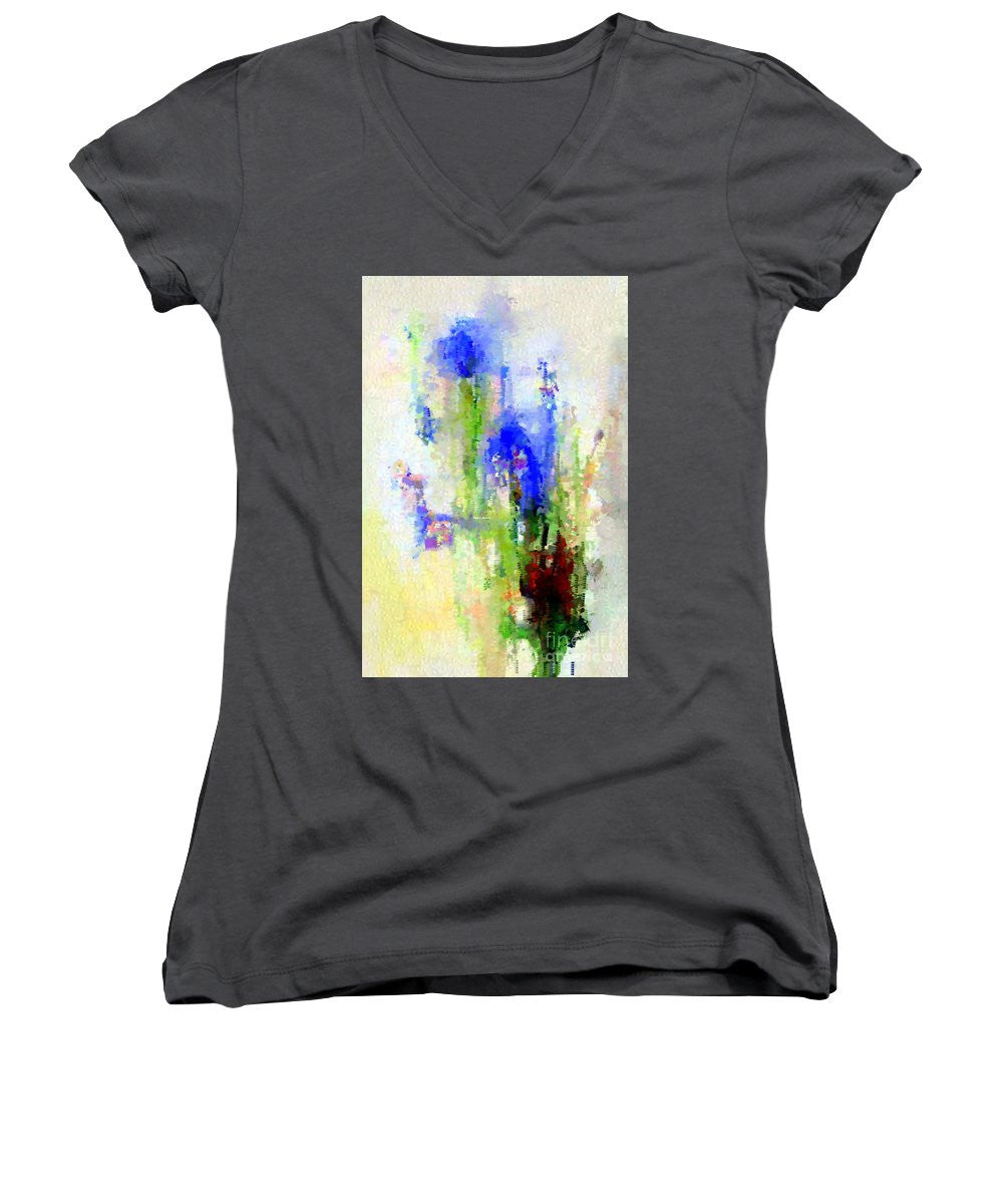 Women's V-Neck T-Shirt (Junior Cut) - Abstract Flower 0797